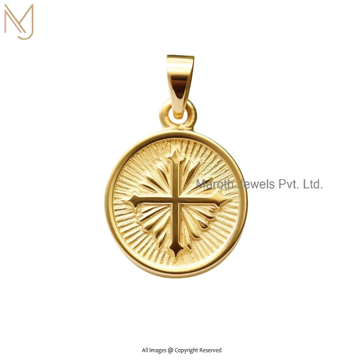 925 Silver Yellow Gold Plated Christian Spiritual Charm Pendant Manufacturer