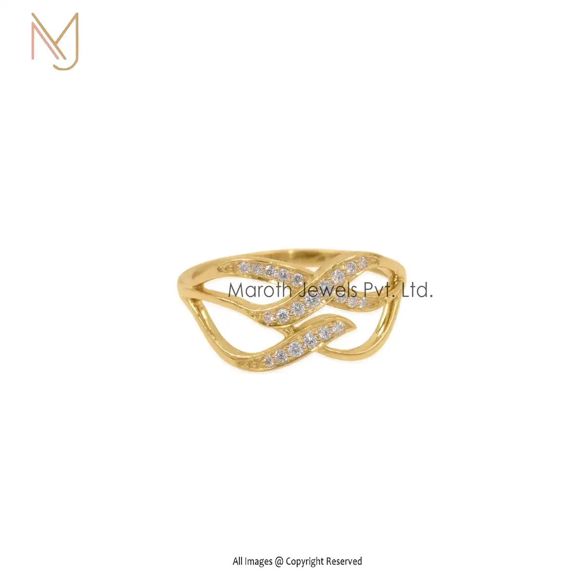 925 Silver Yellow Gold Plated Engagement Band Ring Manufacturer