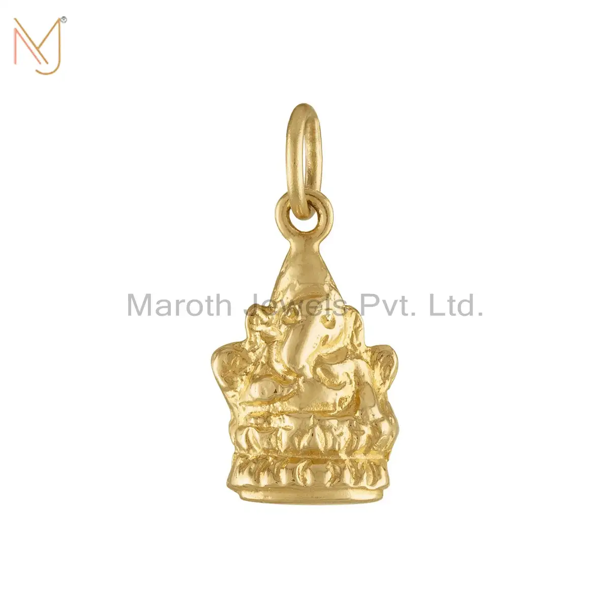 Private Lable 925 Silver Yellow Gold Plated Ganesha Charms Pendant Jewelry