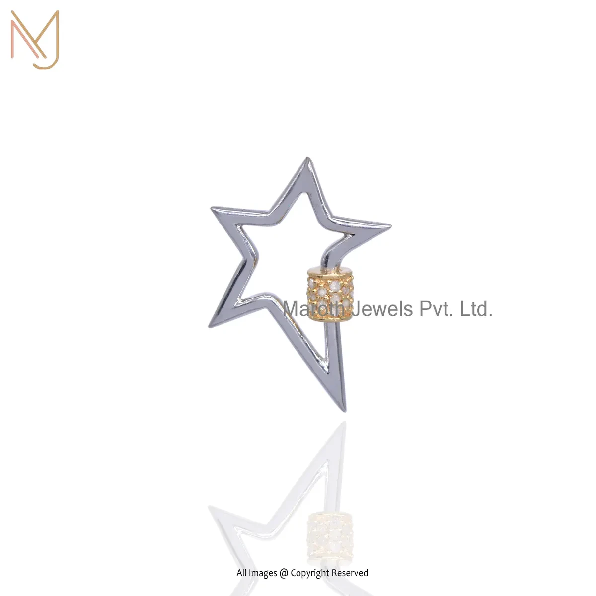 925 Silver Natural Silver Plated Pink Sapphire Star Carabiner Lock Manufacturer