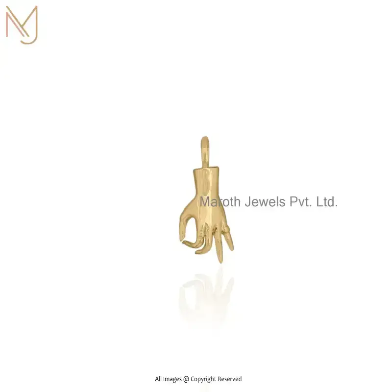 14K Yellow Gold Figa Hand Pendant Custom Jewelry