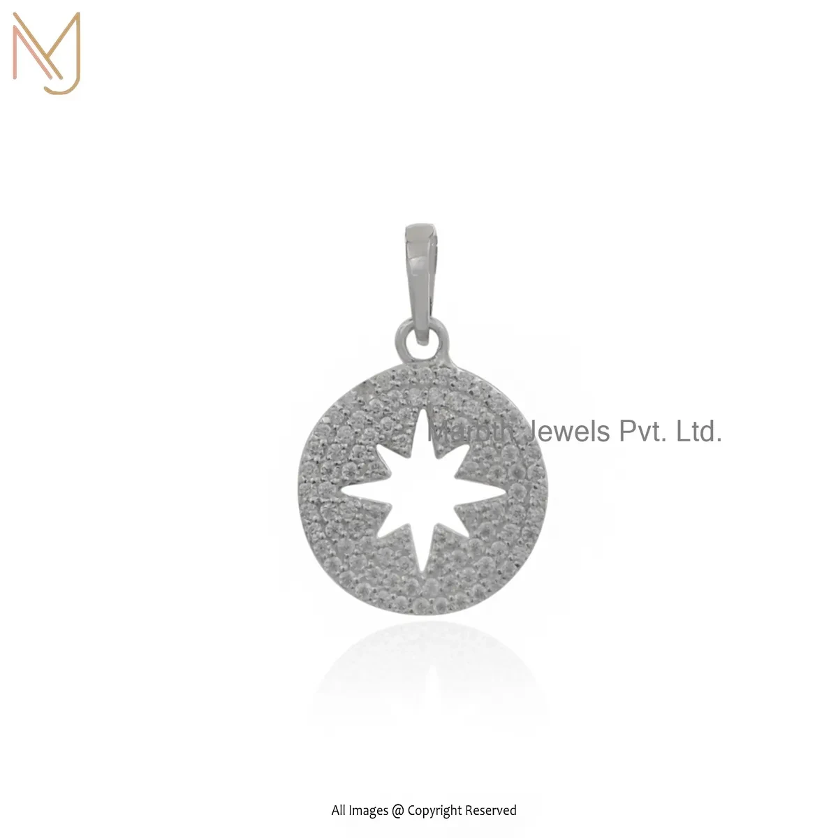 14K White Gold Moissanite Starburst Pendant Manufcaturer