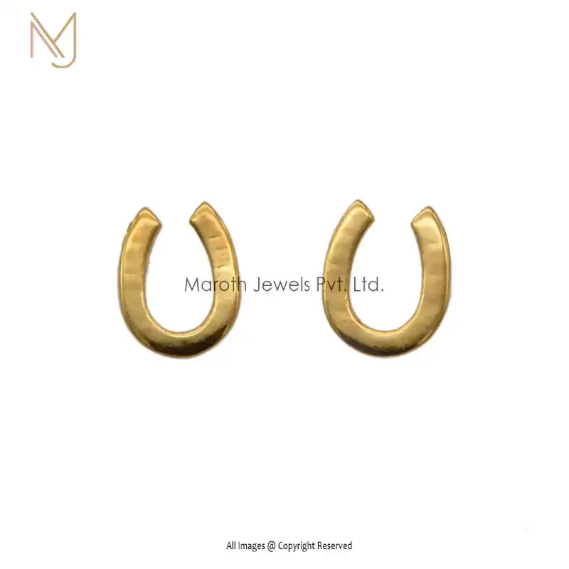 925 Silver Horseshoe Studs Yellow Gold Plated Earrings Jewelry Manufacturer