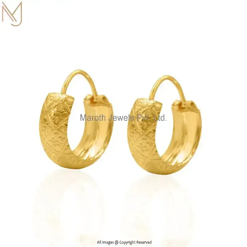 925 Silver Yellow Gold Plated Hoop Earrings Jewelry Manufacturer
