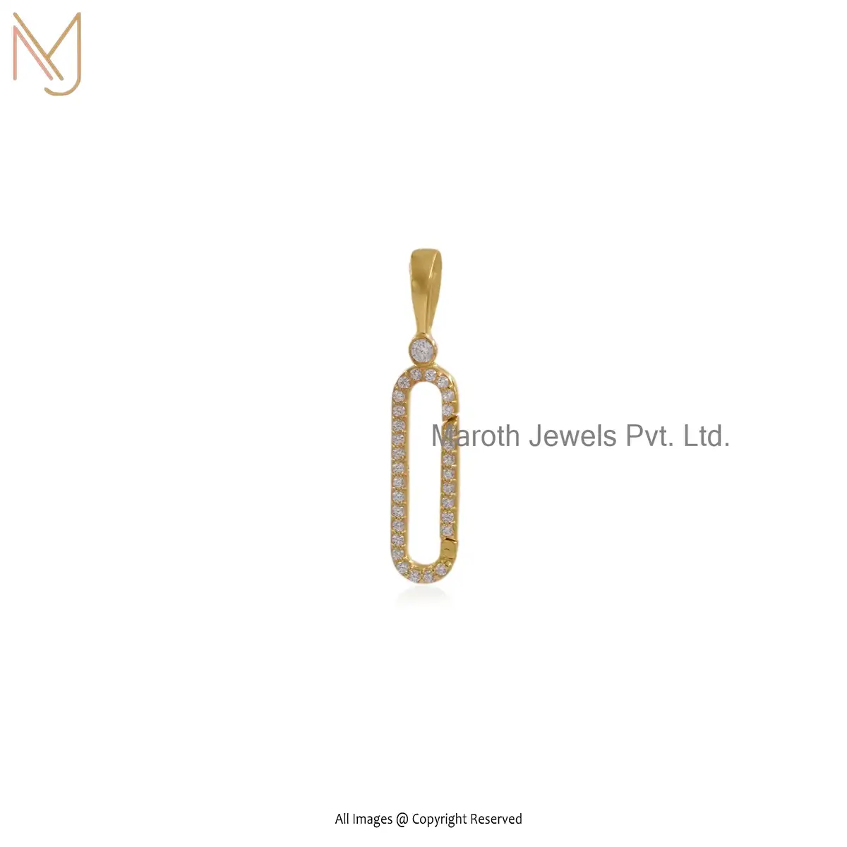 Private Label 925 Silver Yellow Gold Plated CZ Charm Holder