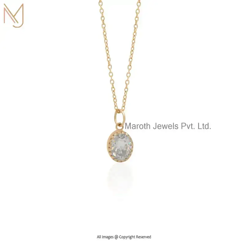 14K Yellow Gold Aquamarine Gemstone Clara Pendant Custom Jewelry