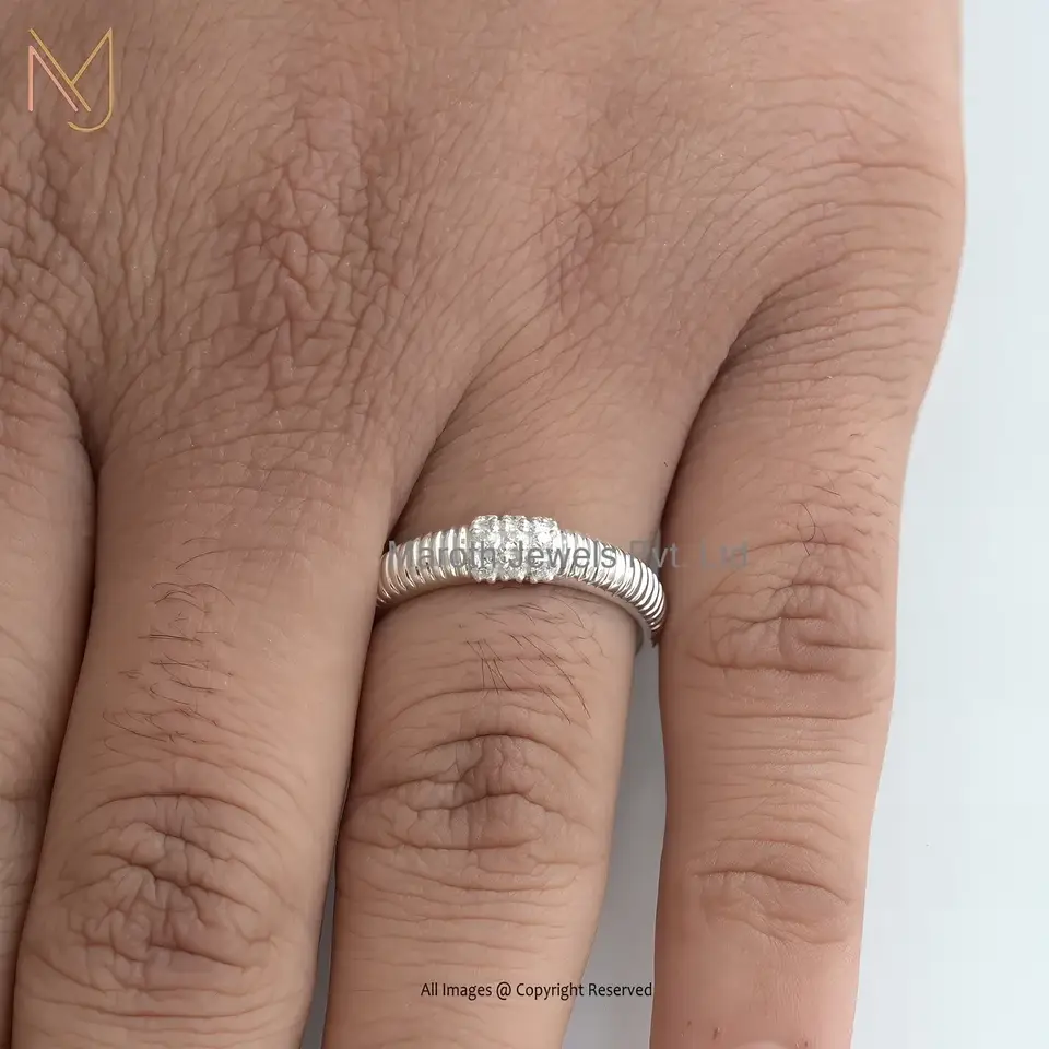 14K Yellow Gold Moissanite Fluted Band Ring Custom Jewelry