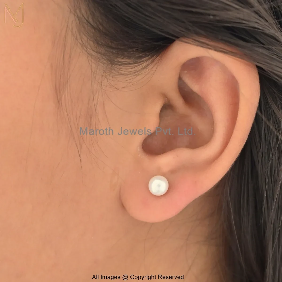 925 Silver Natural Silver Plated Pearl Stud Earring Custom Jewelry