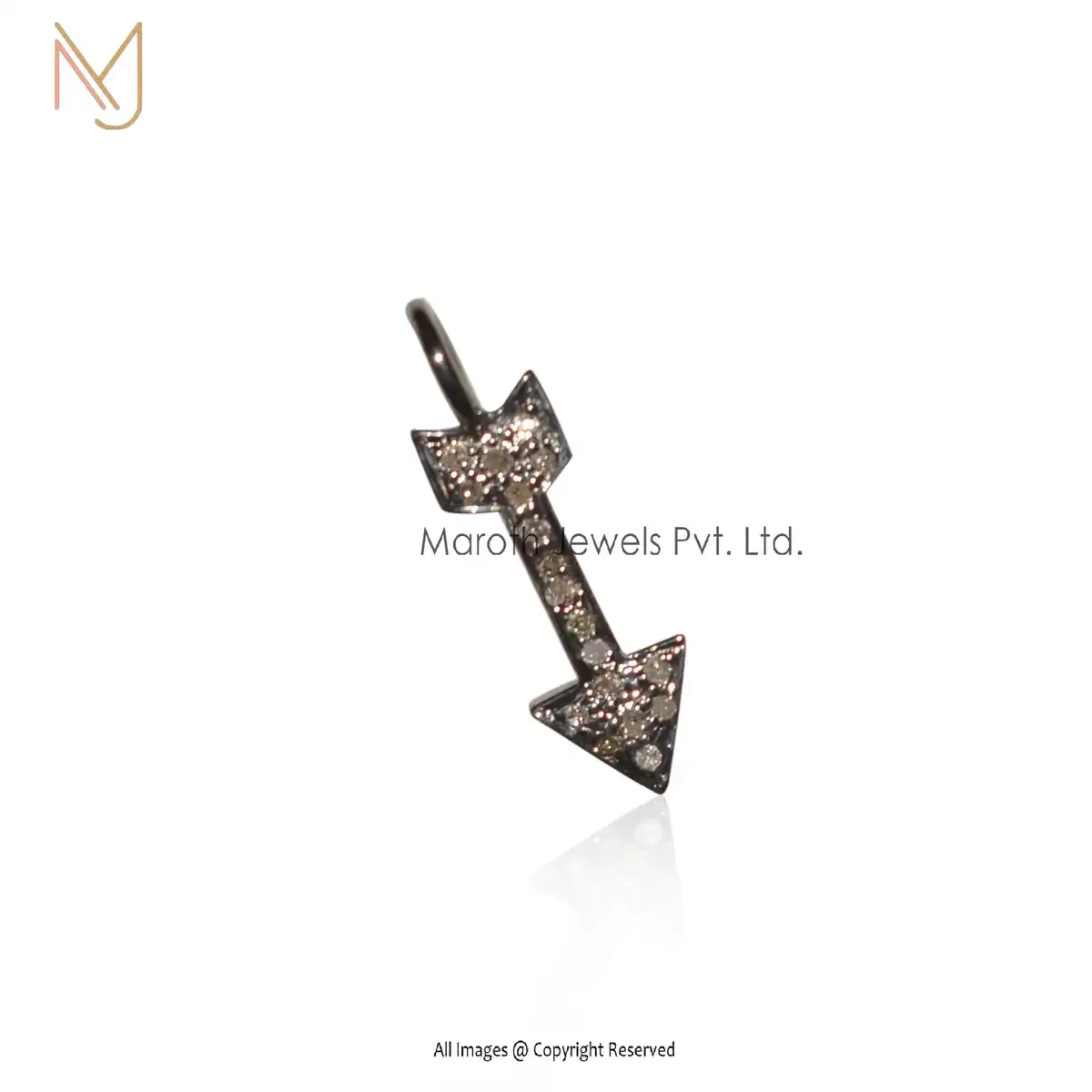 925 Sterling Silve Rhodium Plated White Cubic Zircon Arrow Designer Pendant Jewelry USA