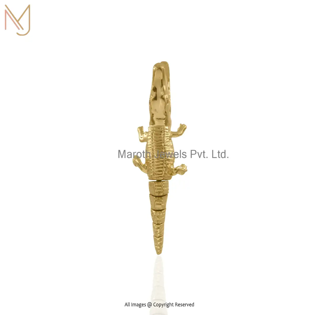 14K Yellow Gold Crocodile Earrings Custom Jewelry 1 Piece