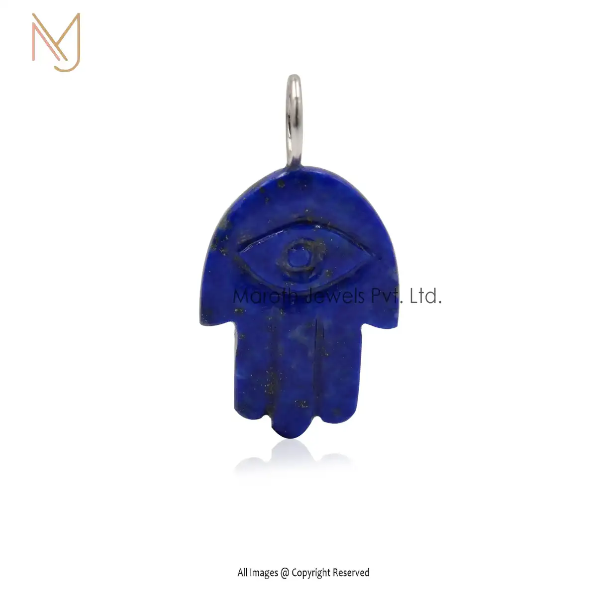 925 Silver Natural Silver Lapis Lazuli Hamsa Pendant Custom Jewelry