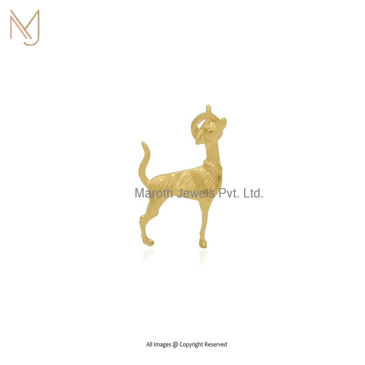 925 Silver Yellow Gold Plated Doberman Dog Pendant Custom Jewelry