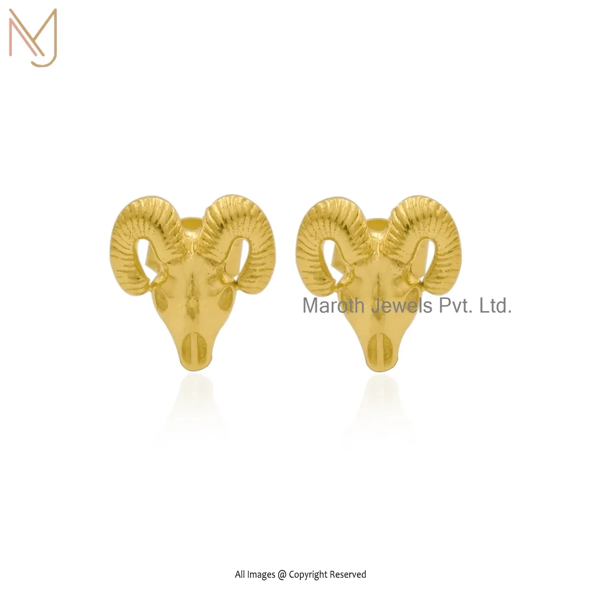 14K Yellow Gold Bighorn Studs Earring Custom Jewelry