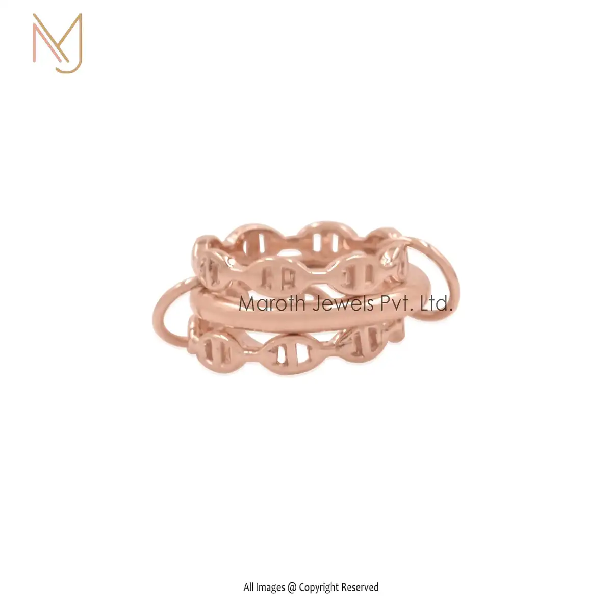14K Rose Gold Multi Band Cannector Ring Jewelry Manufacturer