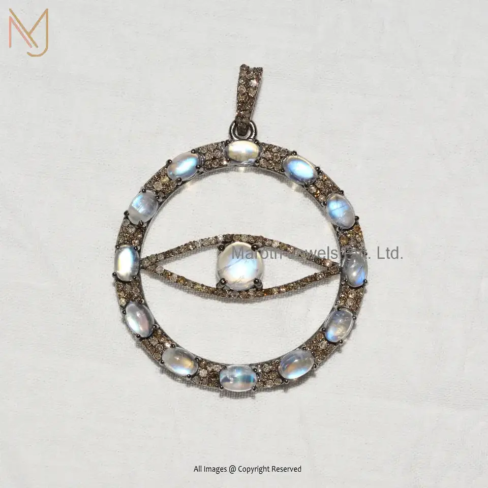 925 Silver Rhodium Plated Pave Diamond & Evil Eye Desgin Pendant Jewelry Manufacturer