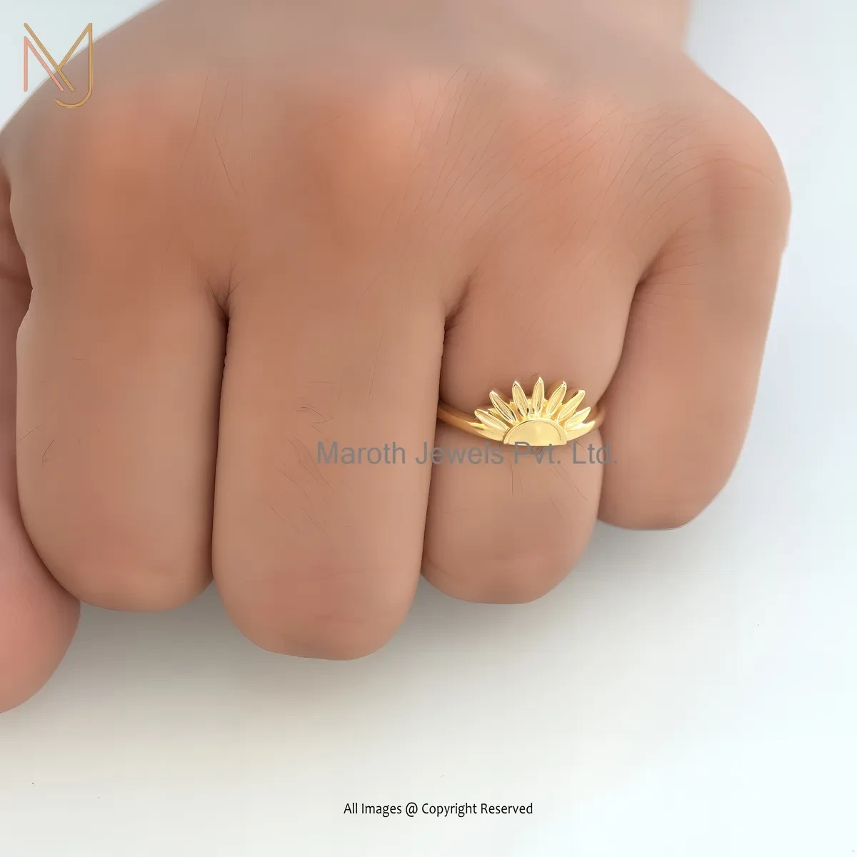 14K Yellow Gold Half Sun Ring Jewelry Supplier