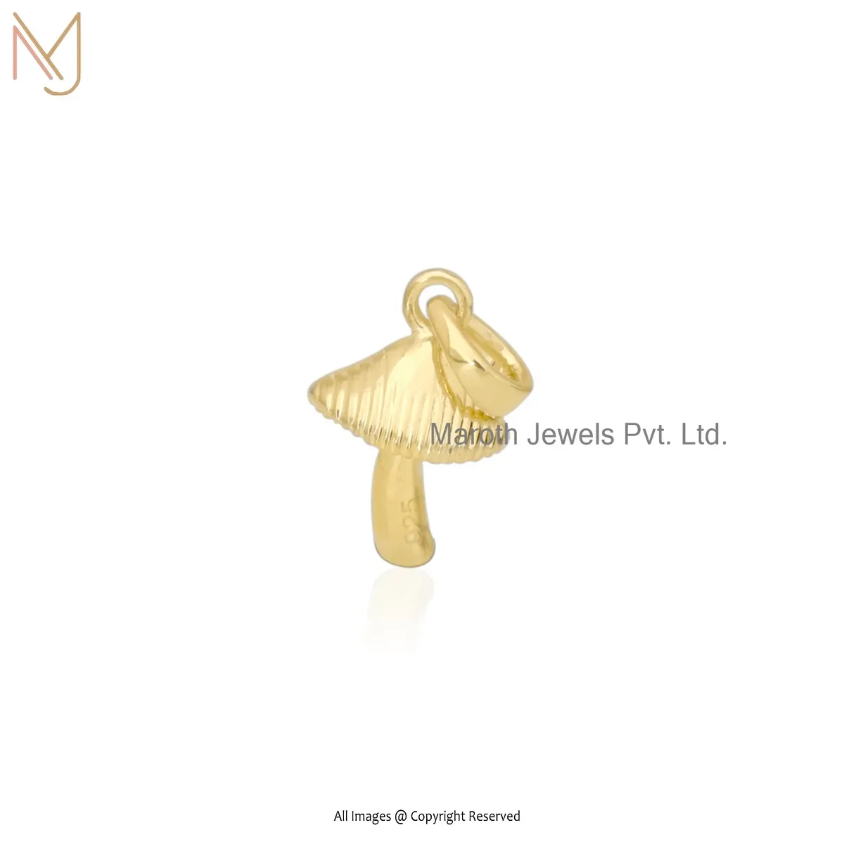 14K Yellow Gold Mushroom Pendant Custom Jewelry