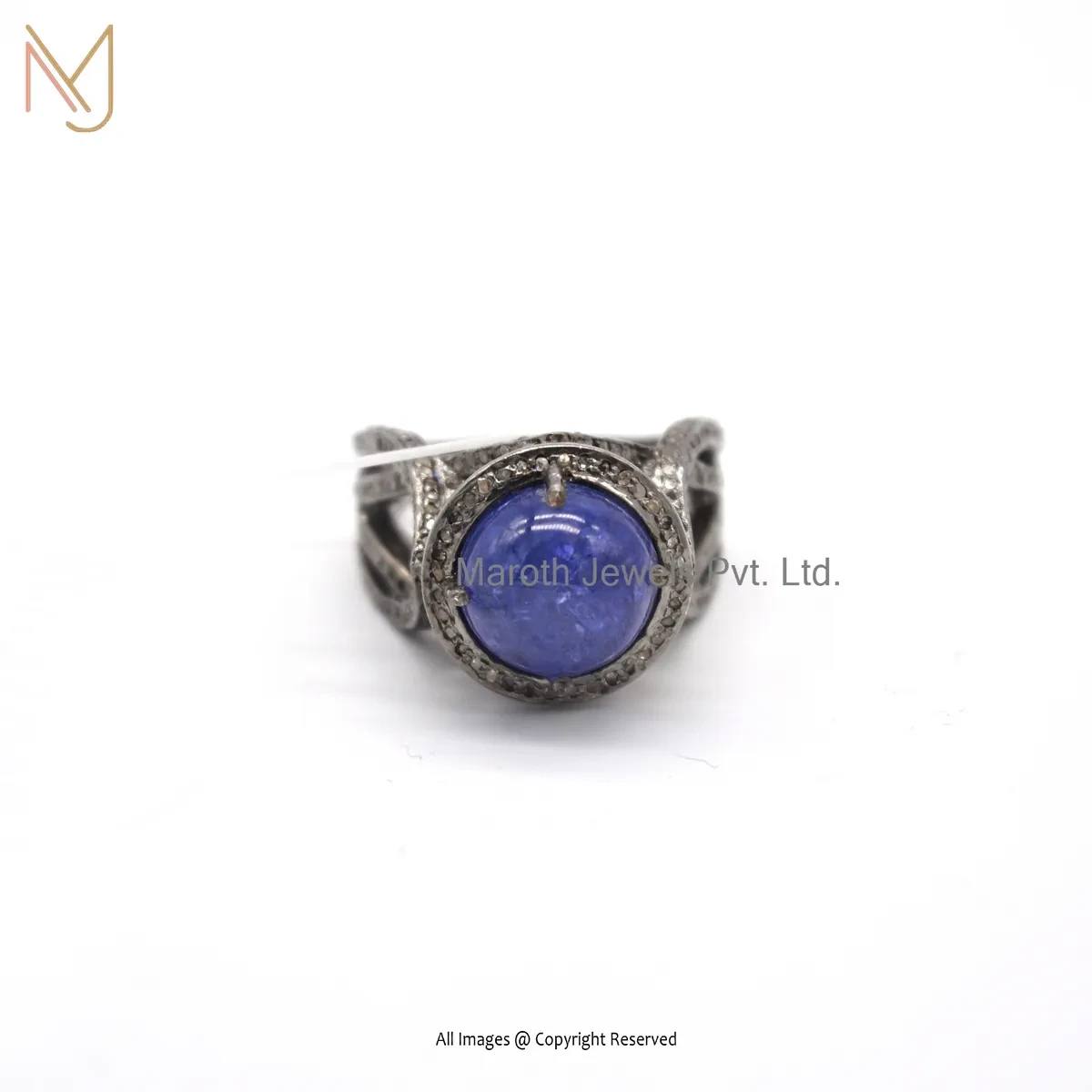 Private Lable 925 Silver Rhodium Plated Pave Diamond Pearl Gemstone Ring Jewelry