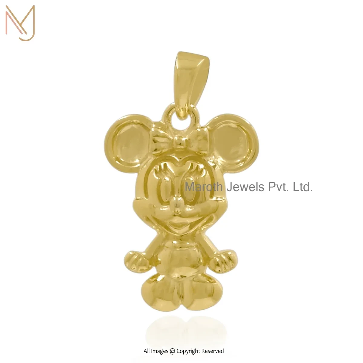 14K Yellow Gold Mickey Mouse Charm Pendant Custom Jewelry