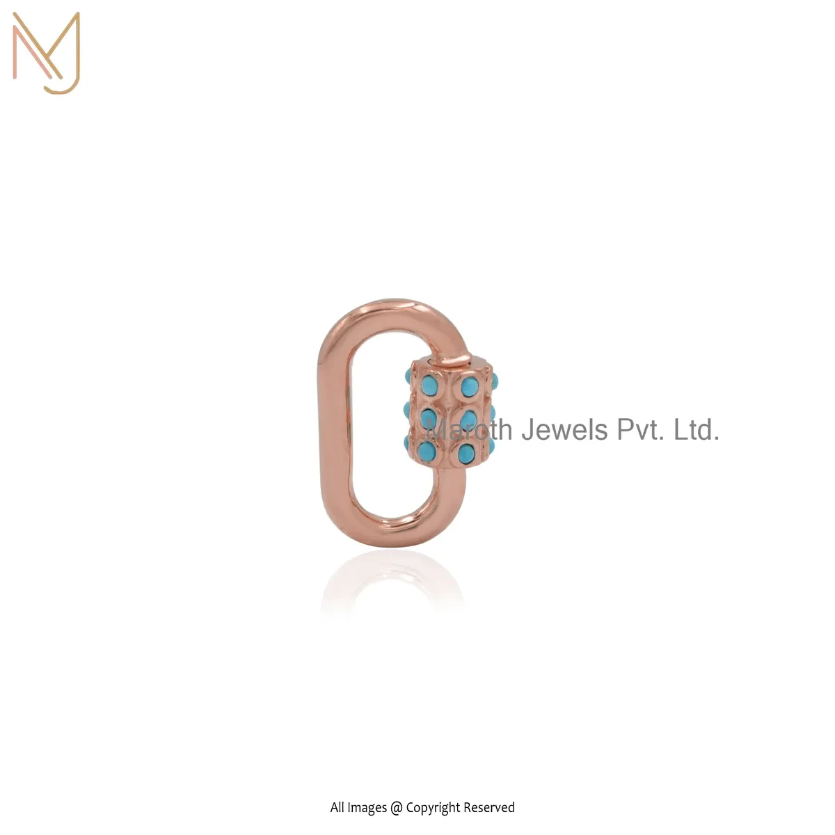 925 Silver Yellow Gold Plated Blue Sapphire Gemstone Carabiner Lock Jewelry Manufacturer