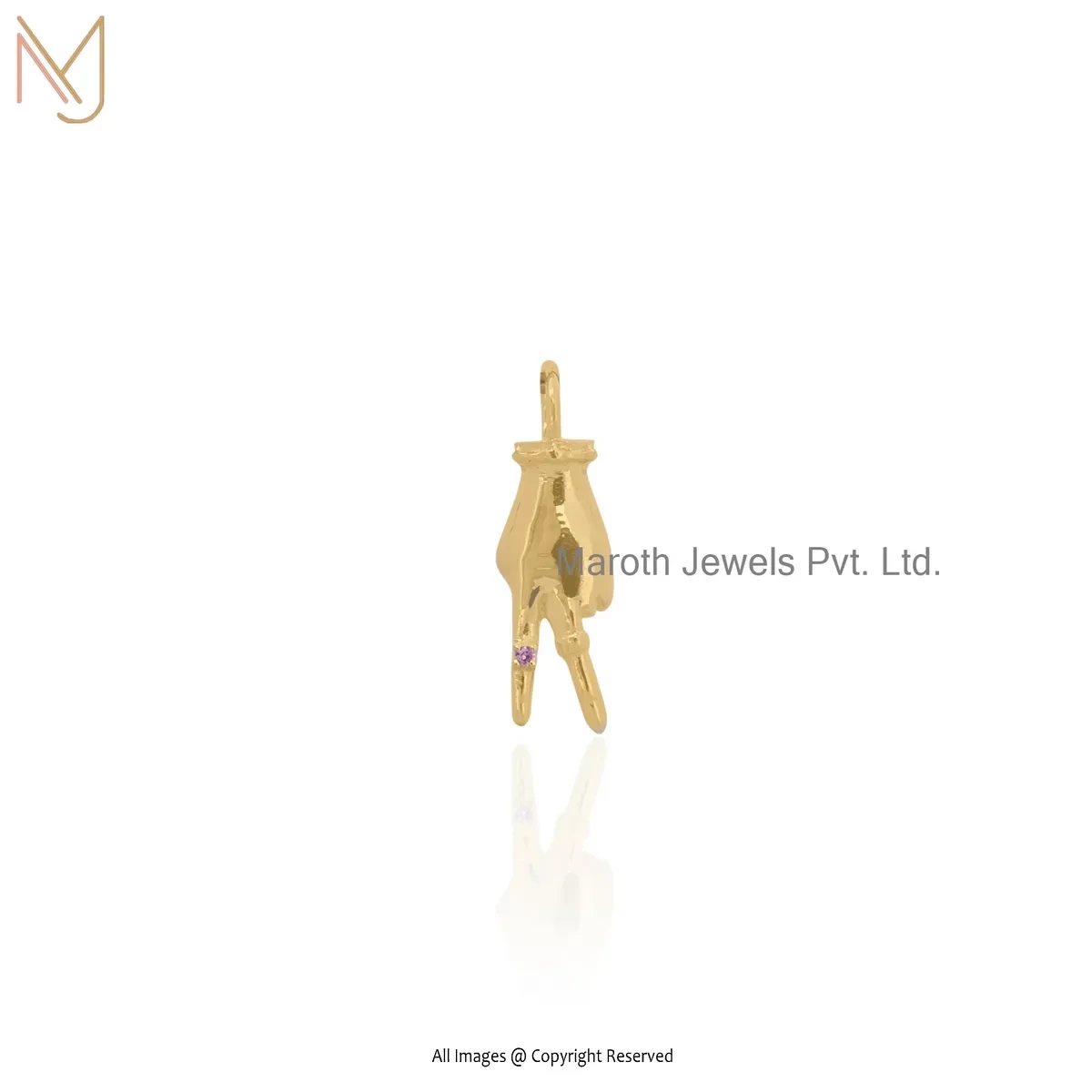14K Yellow Gold Diamond Figa Pendant Custom Jewelry