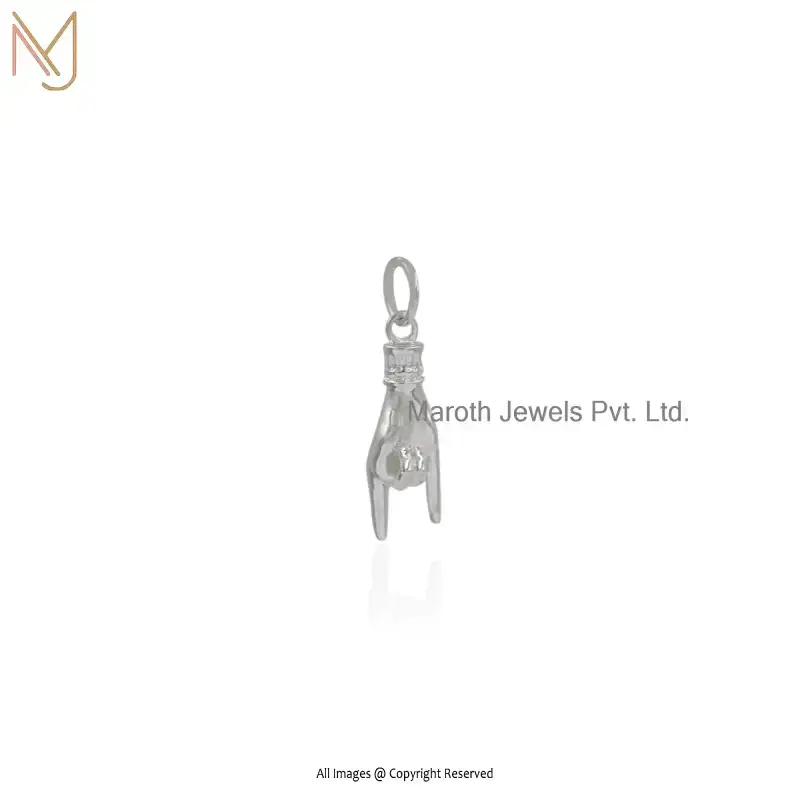 14K White Gold Figa Charm Pendant Custom Jewelry