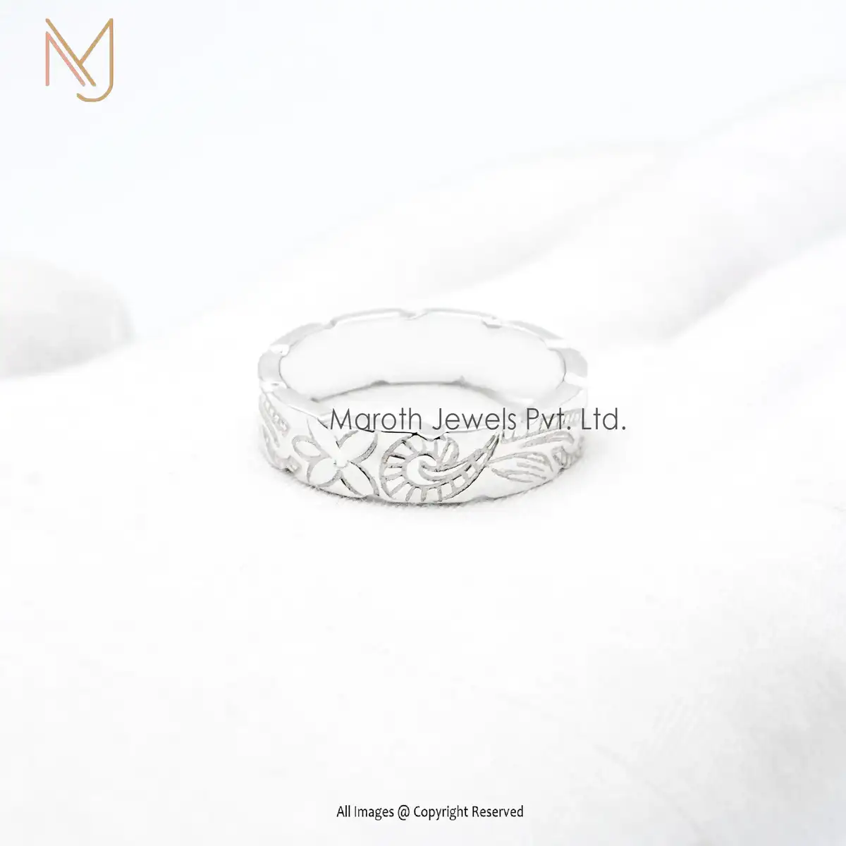 925 Natural Silver Engraved Design Man's Ring Jewelry Manufacturer
