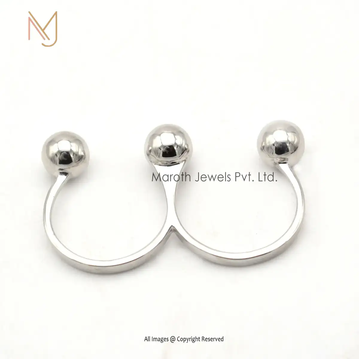 14K Yellow Gold Double Finger Ring Handmade Jewelry Manufacturer