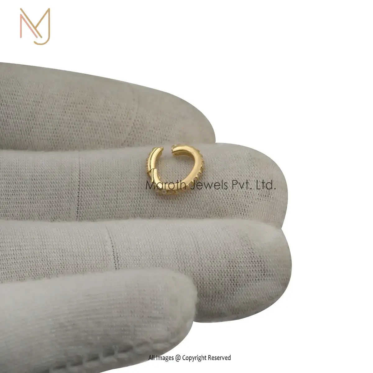 14K Yellow Gold Diamond Round Enhancer Lock Link Charm Holder Custom Jewelry