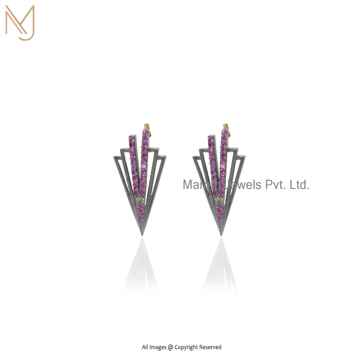 925 Silver Rhodium Yellow Gold Plated Diamond Ruby Designer Earring Jewelry Suppier