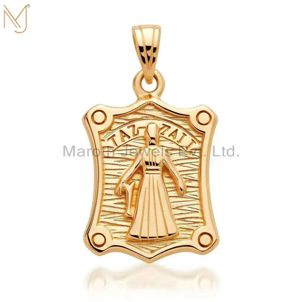925 Sterling Silver Yellow Gold Plated Christian Spiritual Tabiz Charm Pendant Jewelry USA