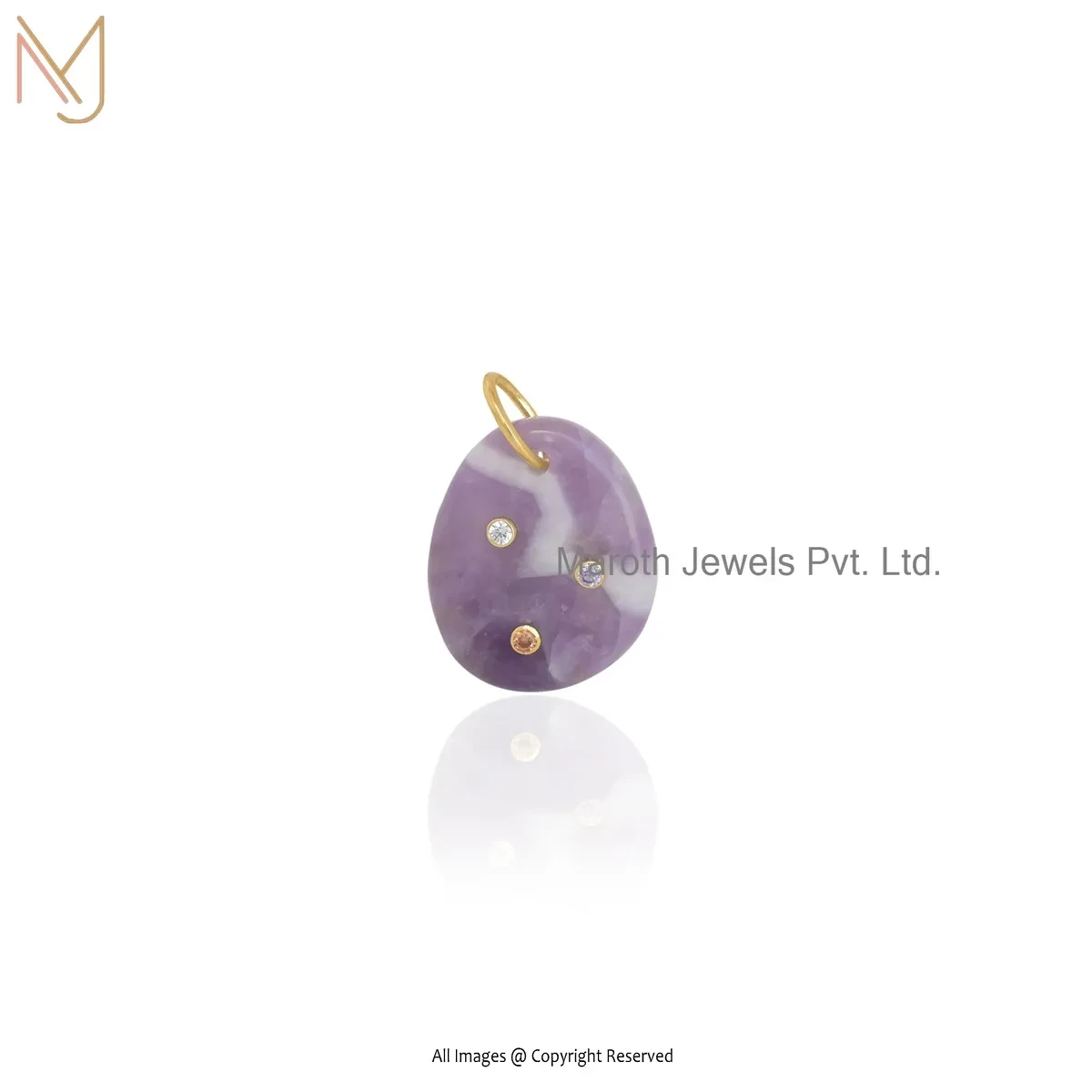 14K Yellow Gold Charoite Gemstone Pendant Jewelry Supplier
