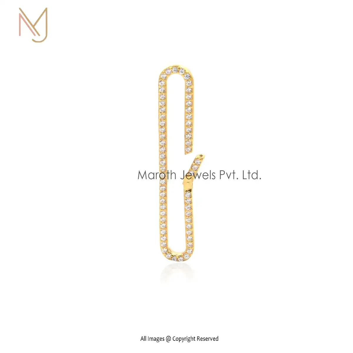 14k Yellow Gold Cubic Zircon Oval Enhancer Custom Jewelry