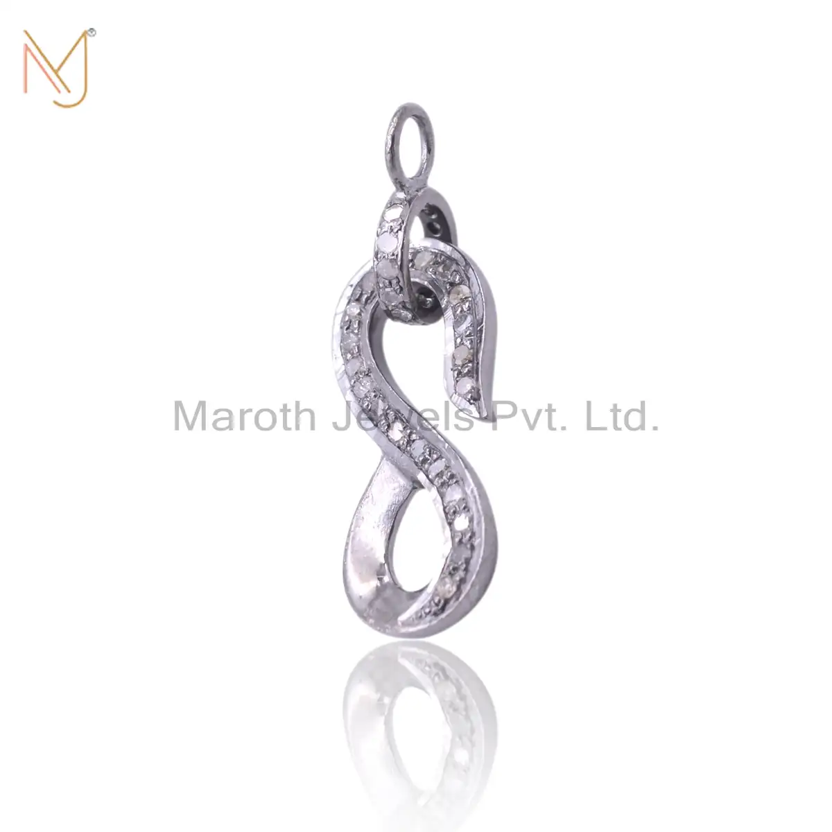 925 Silver RH Plated Diamond Initial S Lobster Clasp Lock Finding Jewelry Manufacturer