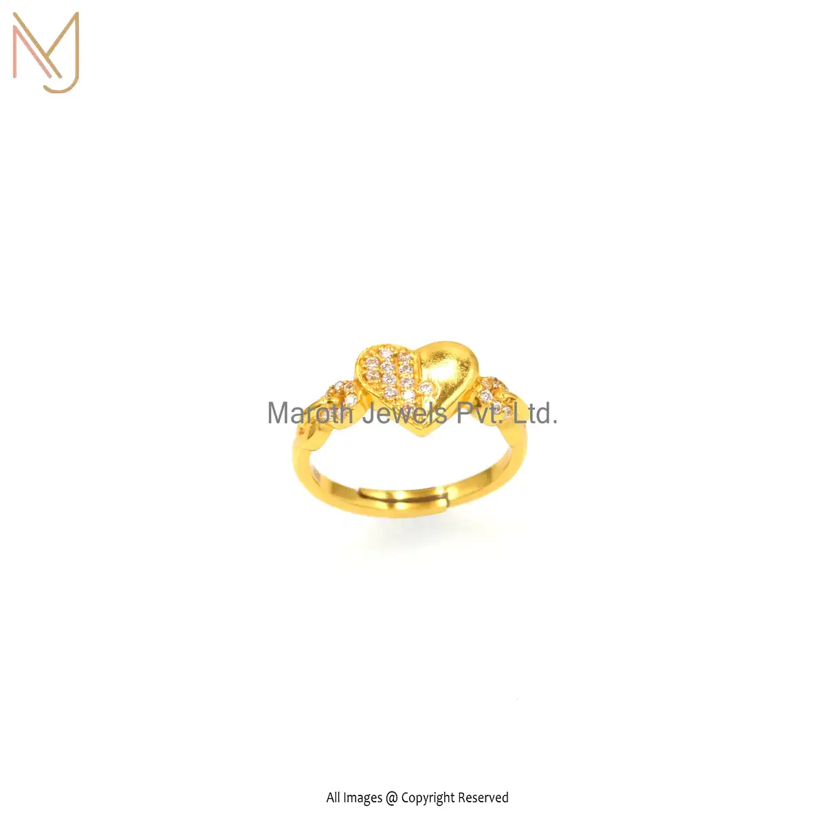925 Silver Yellow Gold Plated Cubic Zircon Ring Manufacturer
