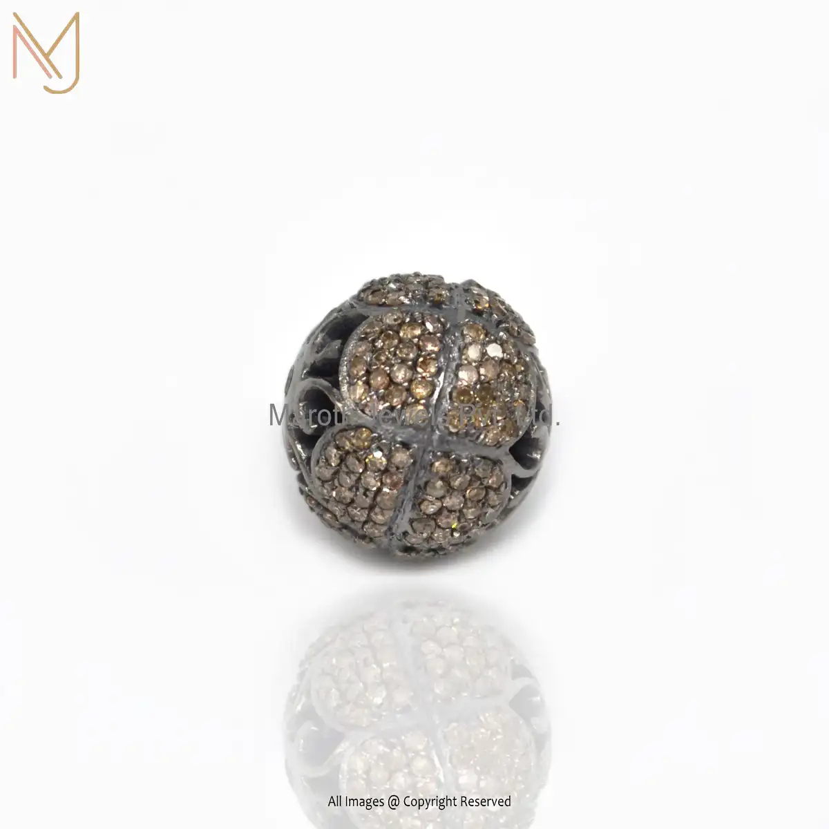925 Silver Diamond Round Beads Handmade Connector Finding Jewelry Manufacturer