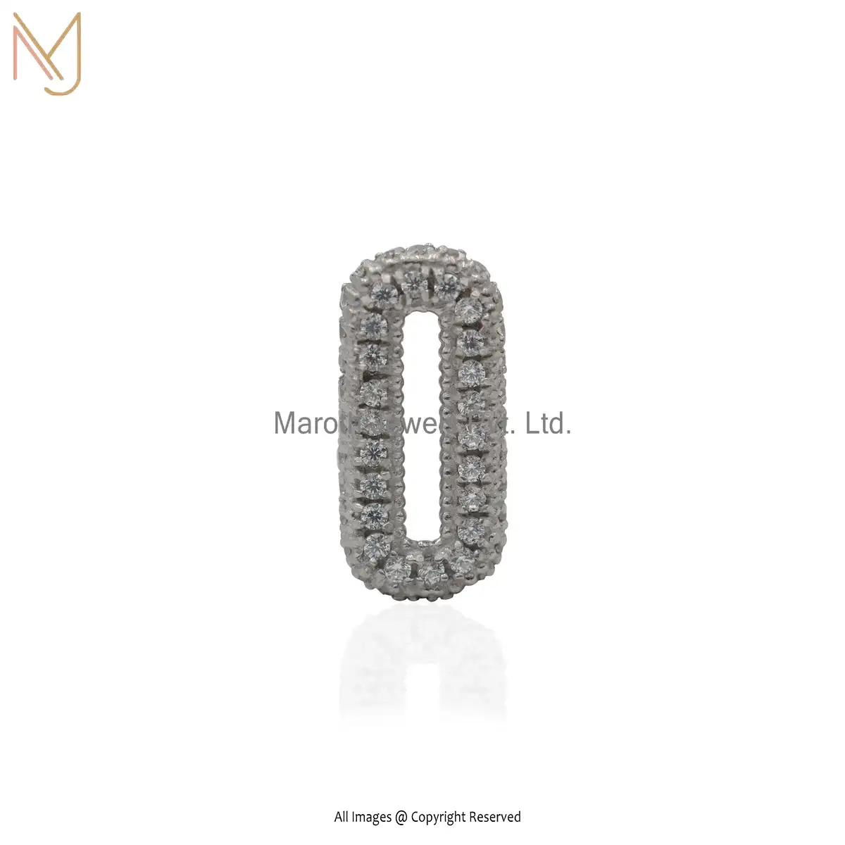 Private Label 925 Silver Two Side Stone &  Cz Charm Holder Not Openable