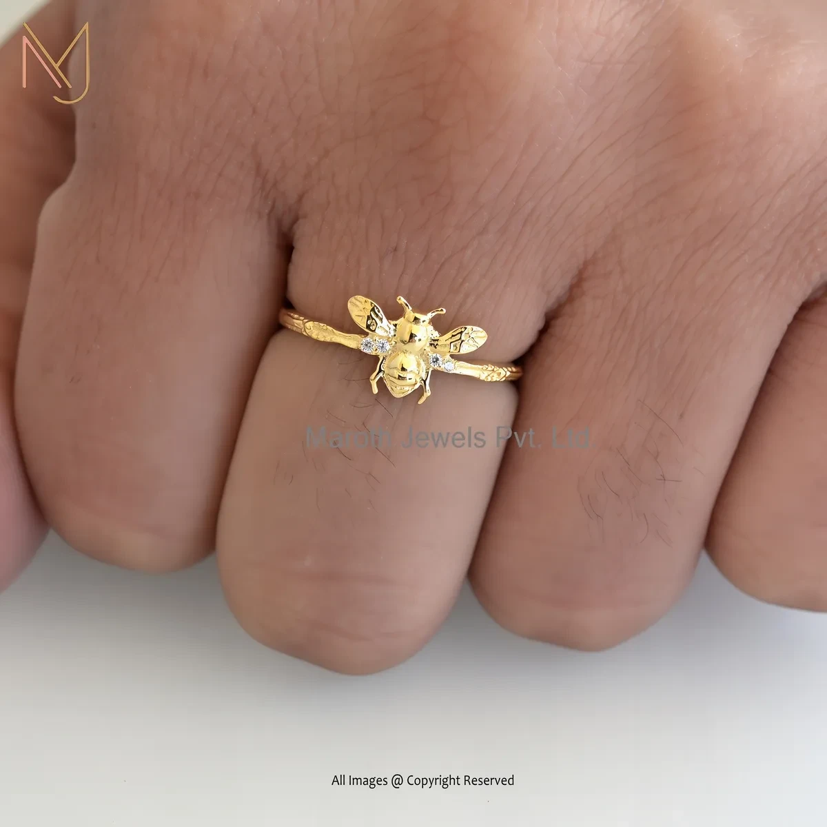 925 Silver Natural Silver Plated Moissanite Honey Bee Ring Manufacturer