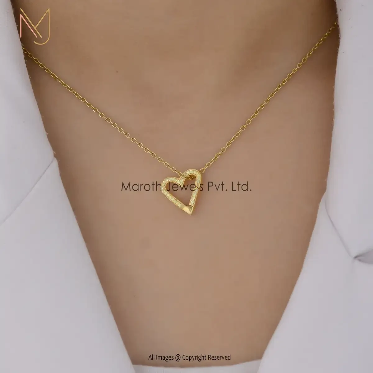 925 Silver Yellow Gold Plated Yellow Sapphire Heart Lock Custom Jewelry