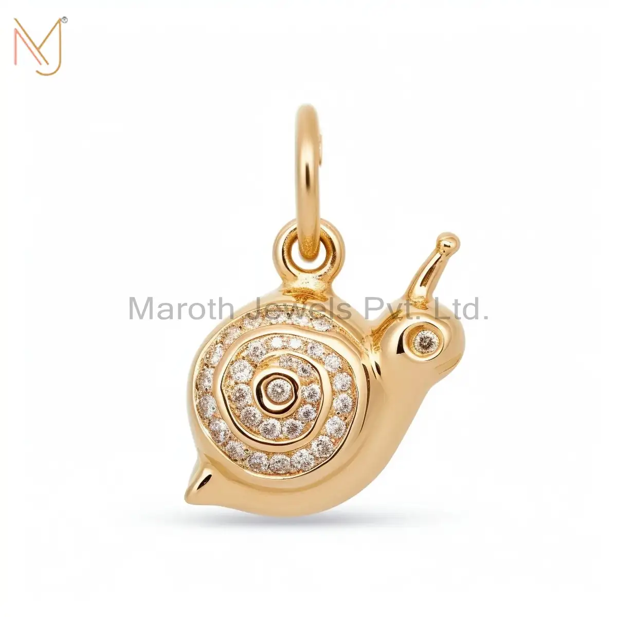 925 Sterling Silver Yellow Gold Moissanite Snail Pendant Jewelry USA