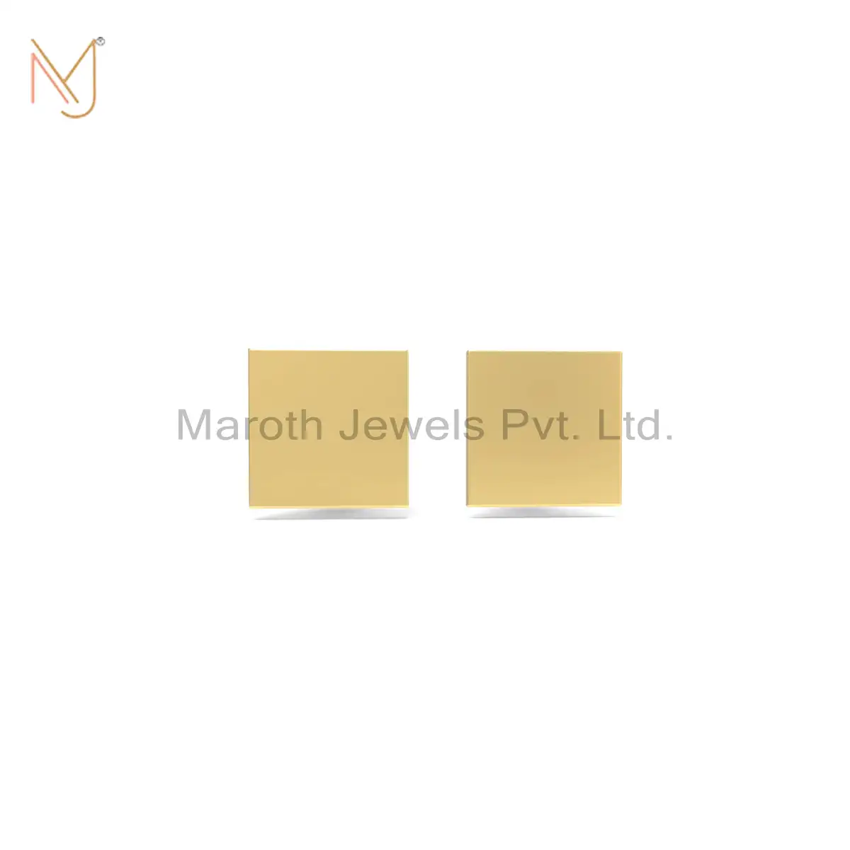 925 Silver Yellow Gold Plated Square Stud Earring Jewelry Manufacturer