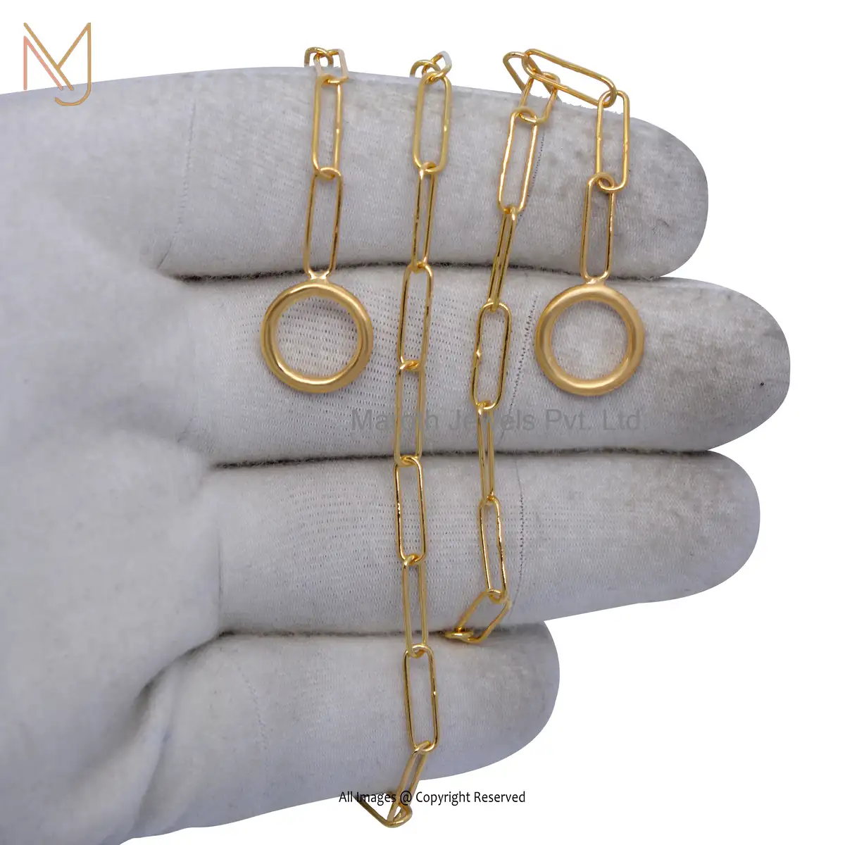 925 Silver Yellow Gold Paperclip Chain Necklace Custom Jewelry