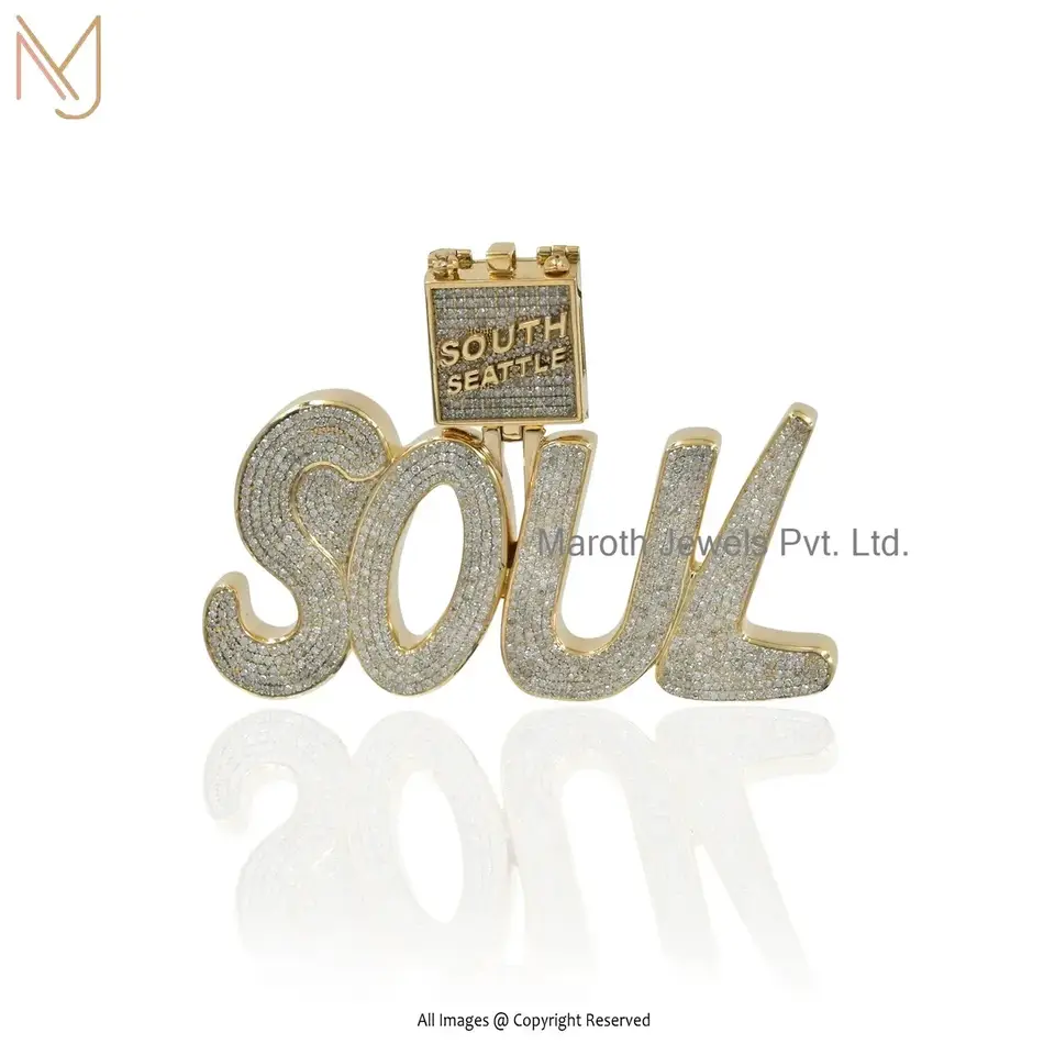 9K Yellow Gold Diamond Nameplate "SOUL" Pendant Manufacturer