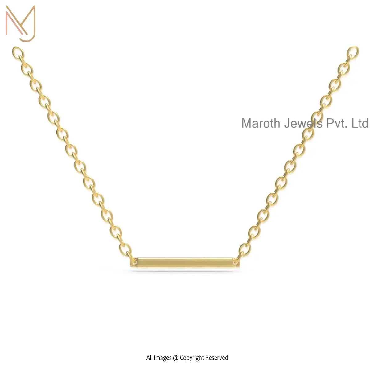 Wholesale 14k Yellow Gold Bar Pendant Chain Necklace Jewelry