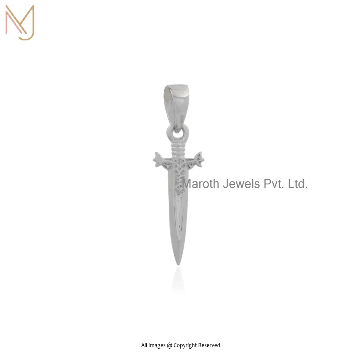14K Yellow Gold Dagger Knife Charm Pendant Custom Jewelry