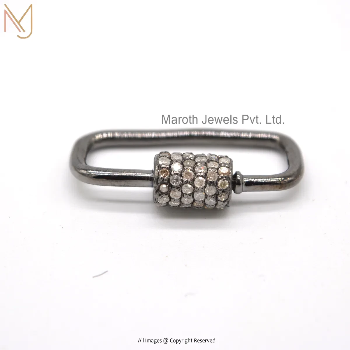 Wholesale 14K White Gold Pave Diamond Carabiner Lock Jewelry