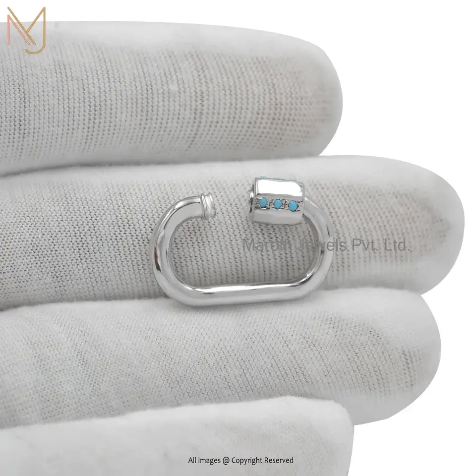 925 Silver Yellow Gold Plated Turquoise Carabiner Lock Manufacturer