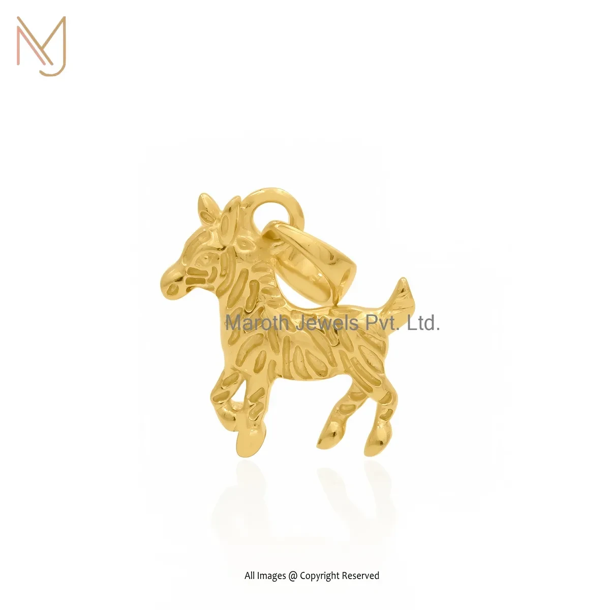 925 Silver Yellow Gold Plated Donkey Pendant Custom Jewelry