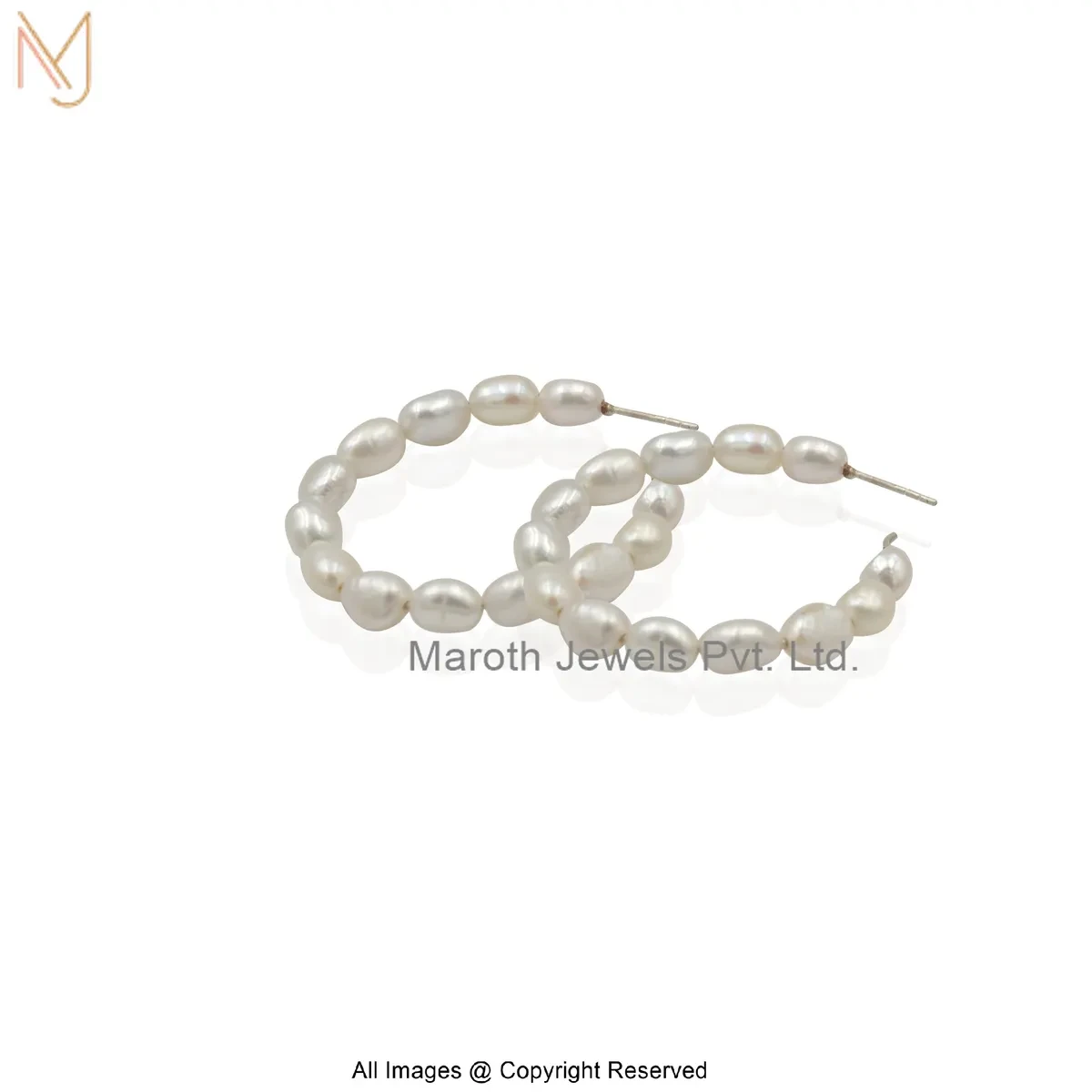 925 Silver Natural Silver Plated Pearl Hoop Earring Jewelry Supplier