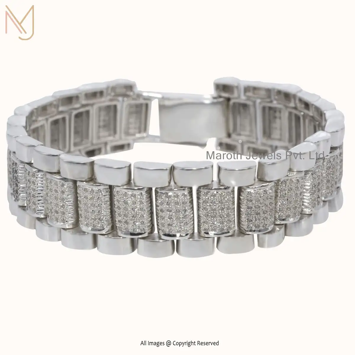 925 Silver White Gold Plated Diamond Bracelet Jewelry Manufacturer